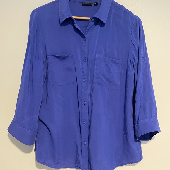 Indigo button up blouse - Picture 2 of 6